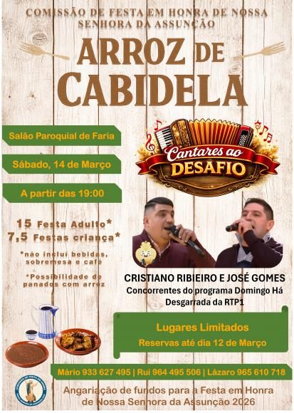 Arroz de Cabidela & Cantares ao Desafio- Comiss&atilde;o de Festas em Honra a N. Sra. da Assun&ccedil;&atilde;o
